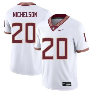 Men's Blake Nichelson White Florida State Seminoles #20 College Football Stitched Jerseys 832930-162