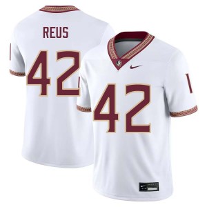 Mens Brunno Reus White Florida State Seminoles #42 College Football Replica Jersey 608049-473