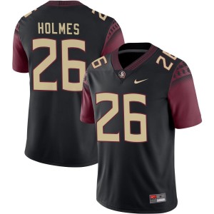 Men's Caziah Holmes Black Florida State Seminoles #26 College Football Stitched Jersey 986891-965