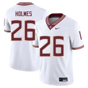 Men's Caziah Holmes White Florida State Seminoles #26 College Football Player Jersey 185874-828