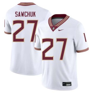 Mens Gavin Sawchuk White Florida State Seminoles #27 College Football High School Jersey 334379-658