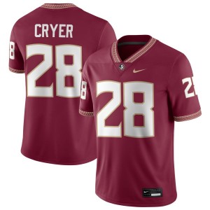 Men's Justin Cryer Garnet Florida State Seminoles #28 College Football Stitched Jerseys 854548-700