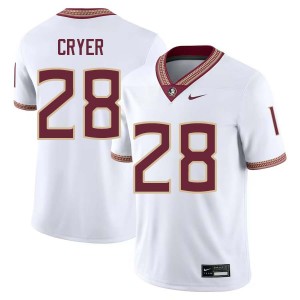Men Justin Cryer White Florida State Seminoles #28 College Football NCAA Jersey 803850-256