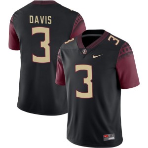 Men Kam Davis Black Florida State Seminoles #3 College Football University Jersey 508479-635