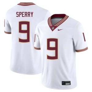 Men Kevin Sperry White Florida State Seminoles #9 College Football Replica Jersey 593624-439