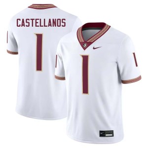 Mens Tommy Castellanos White Florida State Seminoles #1 College Football Game Jersey 964970-825