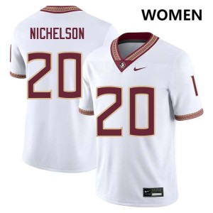 Womens Blake Nichelson White Florida State Seminoles #20 College Football 2025 Jersey 586151-316