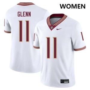 Women Brock Glenn White Florida State Seminoles #11 College Football Player Jersey 186607-153