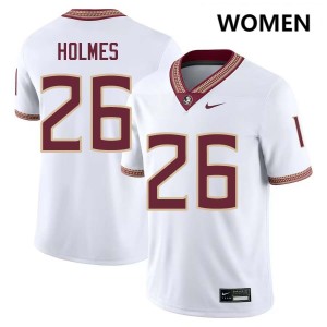 Women Caziah Holmes White Florida State Seminoles #26 College Football Stitched Jersey 834235-421