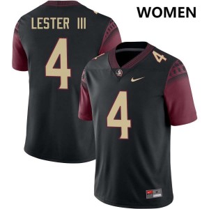 Women Charles Lester III Black Florida State Seminoles #4 College Football Embroidery Jersey 478973-811
