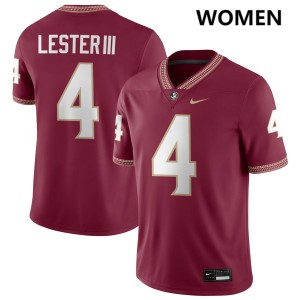 Womens Charles Lester III Garnet Florida State Seminoles #4 College Football Alumni Jerseys 791290-359