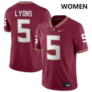 Women Daniel Lyons Garnet Florida State Seminoles #5 College Football High School Jerseys 126331-687