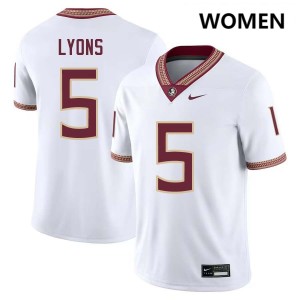 Womens Daniel Lyons White Florida State Seminoles #5 College Football 2025-26 Jerseys 895830-139