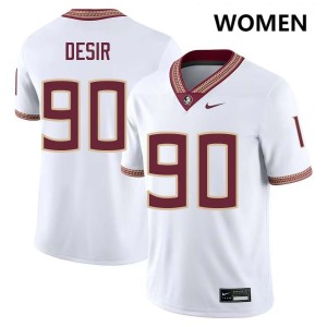 Women Darryll Desir White Florida State Seminoles #90 College Football 2025-26 Jerseys 436133-449