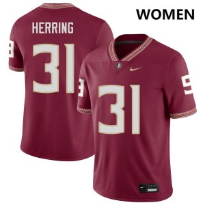 Womens Elijah Herring Garnet Florida State Seminoles #31 College Football Embroidery Jerseys 417237-904