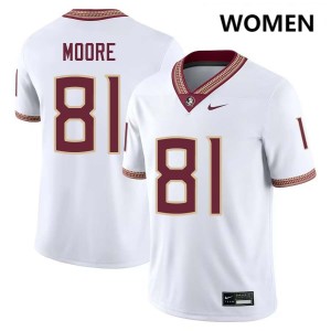 Womens Elijah Moore White Florida State Seminoles #81 College Football 2025 Jerseys 255223-783