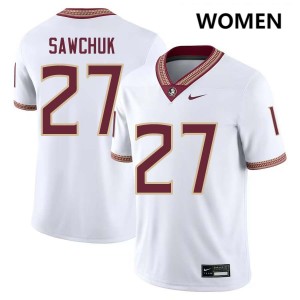Women's Gavin Sawchuk White Florida State Seminoles #27 College Football Game Jerseys 419384-450