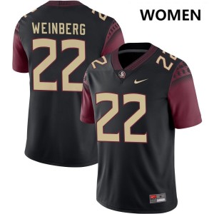 Womens Jake Weinberg Black Florida State Seminoles #22 College Football 2025-26 Jersey 141173-325