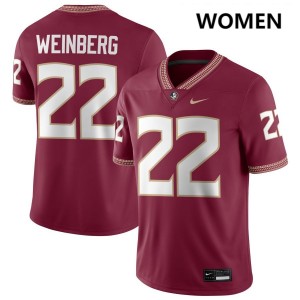 Women's Jake Weinberg Garnet Florida State Seminoles #22 College Football Limited Jersey 615594-186