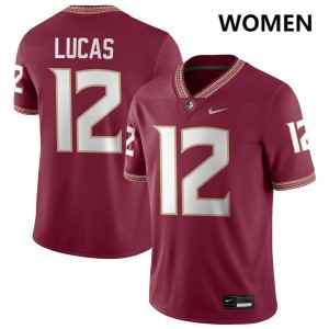 Women Jaylin Lucas Garnet Florida State Seminoles #12 College Football Stitched Jersey 345396-471