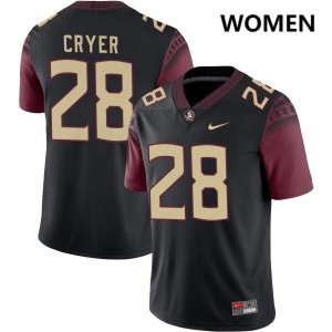 Womens Justin Cryer Black Florida State Seminoles #28 College Football 2025-26 Jersey 851312-167