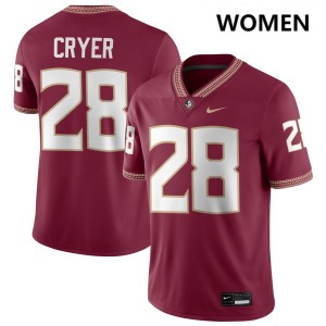 Women's Justin Cryer Garnet Florida State Seminoles #28 College Football High School Jerseys 483935-135