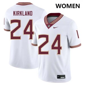 Womens K.J. Kirkland White Florida State Seminoles #24 College Football Player Jersey 787286-314