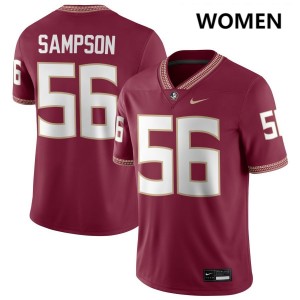 Women KJ Sampson Garnet Florida State Seminoles #56 College Football High School Jerseys 980869-749