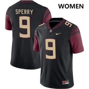 Womens Kevin Sperry Black Florida State Seminoles #9 College Football Official Jersey 588921-368
