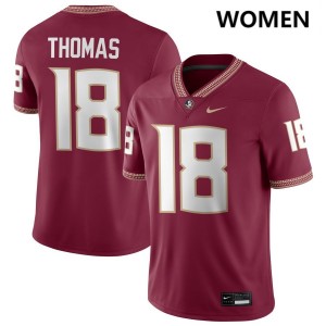 Women's Landen Thomas Garnet Florida State Seminoles #18 College Football High School Jersey 283178-760