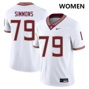 Womens Lucas Simmons White Florida State Seminoles #79 College Football Game Jersey 173000-101