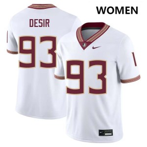 Women's Mandrell Desir White Florida State Seminoles #93 College Football Alumni Jersey 517616-318