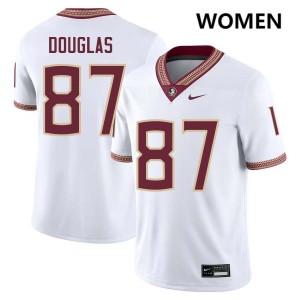 Women Markeston Douglas White Florida State Seminoles #87 College Football University Jerseys 672733-983