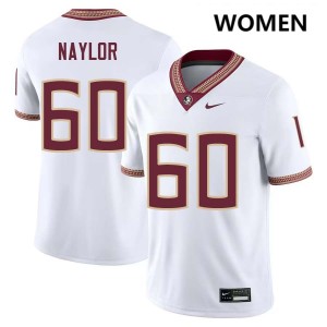 Womens Peyton Naylor White Florida State Seminoles #60 College Football Official Jersey 383508-993