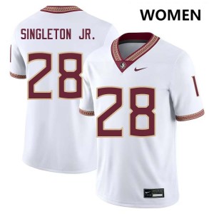 Womens Samuel Singleton Jr. White Florida State Seminoles #28 College Football 2025 Jersey 266059-947
