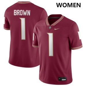 Women Shyheim Brown Garnet Florida State Seminoles #1 College Football Player Jerseys 345121-414