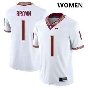 Womens Shyheim Brown White Florida State Seminoles #1 College Football NCAA Jerseys 286171-729