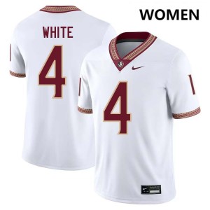 Women's Squirrel White White Florida State Seminoles #4 College Football High School Jerseys 213562-561
