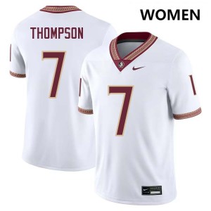 Women's Stefon Thompson White Florida State Seminoles #7 College Football Stitched Jersey 554223-835
