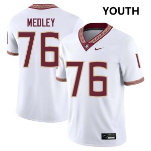 Youth Adrian Medley White Florida State Seminoles #76 College Football Embroidery Jersey 532851-424