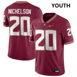 Youth Blake Nichelson Garnet Florida State Seminoles #20 College Football Official Jerseys 326348-859