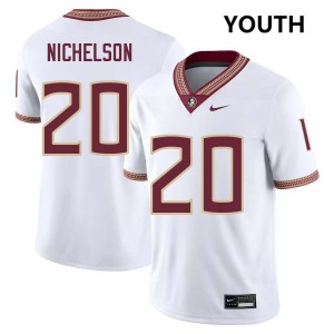 Youth Blake Nichelson White Florida State Seminoles #20 College Football 2025-26 Jersey 185130-637