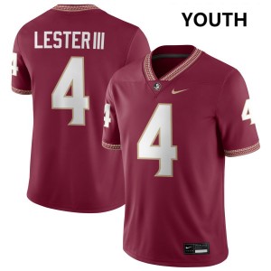 Youth Charles Lester III Garnet Florida State Seminoles #4 College Football NCAA Jerseys 485993-765