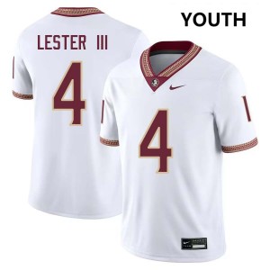 Youth Charles Lester III White Florida State Seminoles #4 College Football Game Jersey 325044-858