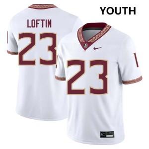 Youth Chase Loftin White Florida State Seminoles #23 College Football 2025 Jersey 111287-173