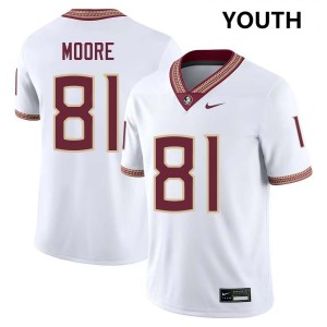 Youth Elijah Moore White Florida State Seminoles #81 College Football 2025-26 Jersey 374079-244