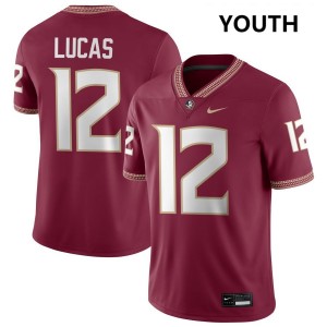 Youth Jaylin Lucas Garnet Florida State Seminoles #12 College Football NCAA Jersey 778482-843