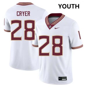 Youth Justin Cryer White Florida State Seminoles #28 College Football University Jerseys 260828-544