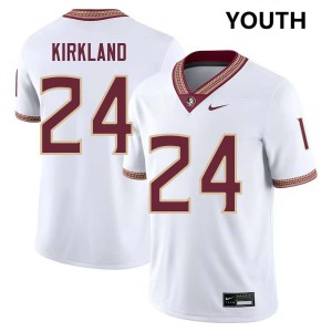 Youth K.J. Kirkland White Florida State Seminoles #24 College Football University Jersey 543946-158