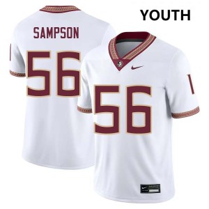 Youth KJ Sampson White Florida State Seminoles #56 College Football University Jersey 651619-175